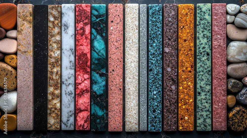Diverse Collection of Stone and Marble Samples Textures and Colors for Design Inspiration
