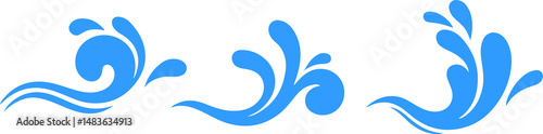 abstract blue waves, water waves, water splashes, splashes, 