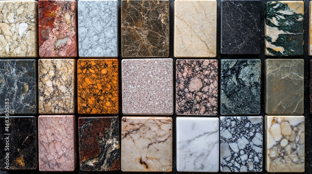 Collection of Diverse Marble Tiles - Texture and Color Variety