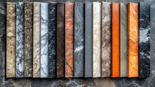 Obraz na płótnie Collection of Various Granite and Marble Samples for Interior Design w salonie