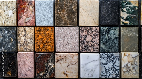 Obraz na płótnie Collection of Diverse Marble Tiles - Texture and Color Variety w salonie