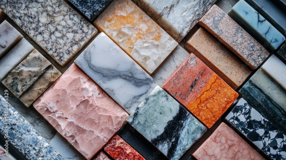 Collection of Diverse Marble and Stone Samples Textures and Colors for Design Inspiration