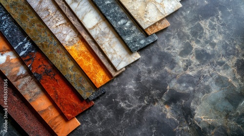 Obraz na płótnie Collection of Diverse Marble and Stone Tiles Textures and Colors for Interior Design w salonie