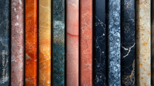 Obraz na płótnie Diverse Collection of Polished Marble Slabs - Texture and Color Variety w salonie