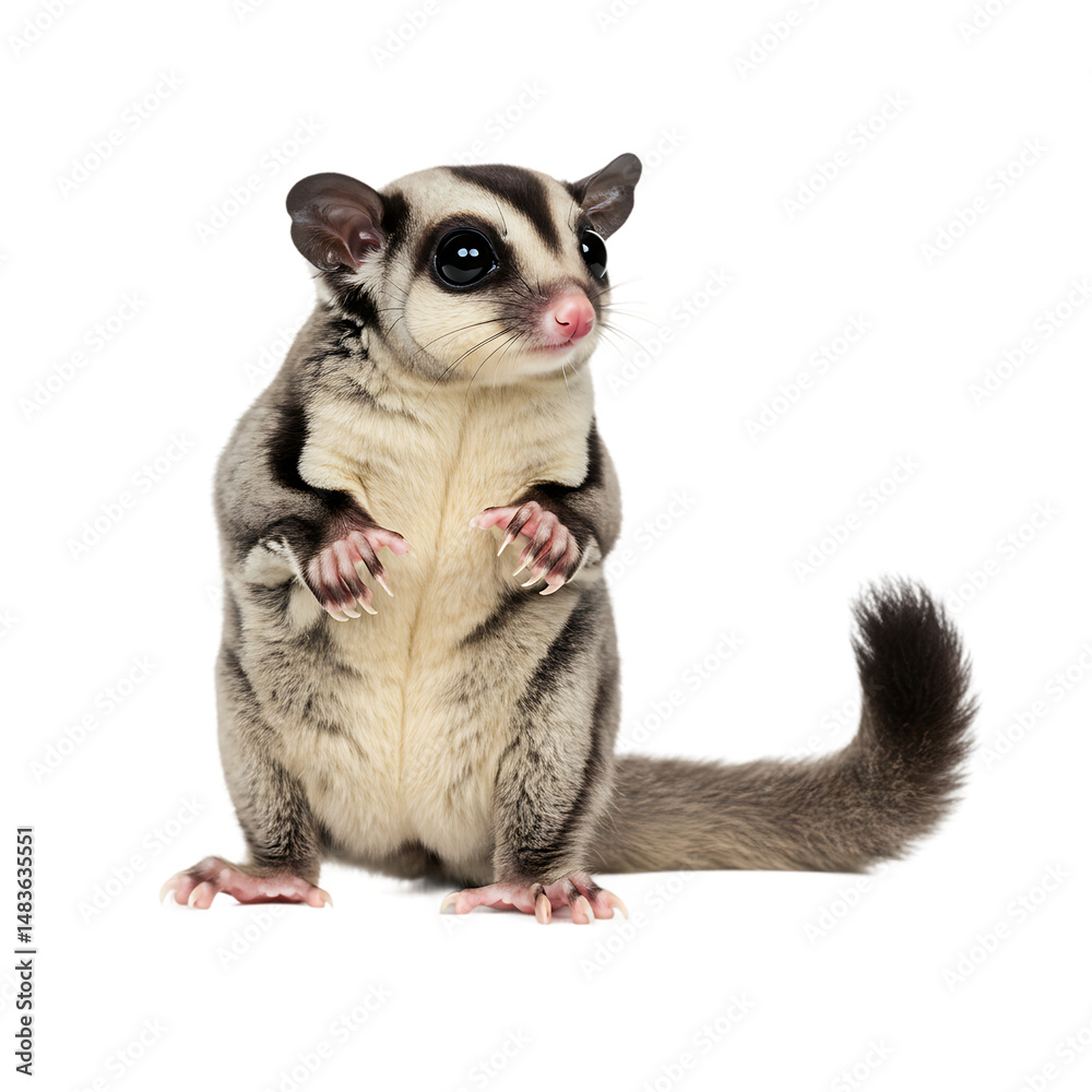 Fototapeta premium Small Exotic Pet Sugar Glider Isolated On Transparent Background
