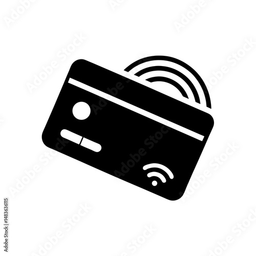 credit card with contactless signal icon on white .svg