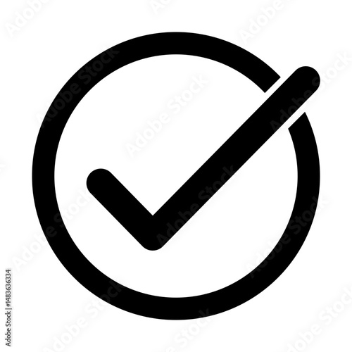 Check mark icon. Check mark symbol. Simple check mark. quality sign icon on a transparent background for apps and websites.. Checklist symbol. Check flat style. Vector illustration.