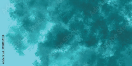 Artistic Overlay of Turquoise Mist Against a Calm Cyan Backdrop

