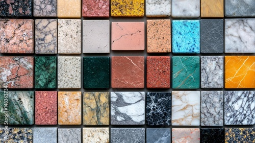Diverse Collection of Marble Tiles A Colorful Array of Natural Stone Textures