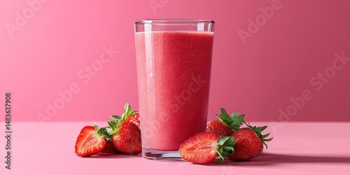 delicious strawberry smoothie isolated on solid background  photo
