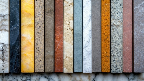 Obraz na płótnie Diverse Collection of Stone Samples Textures and Colors for Interior Design w salonie