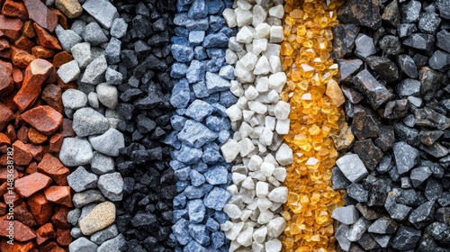 Obraz na płótnie Colorful Gravel Texture A Collection of Diverse Stones and Minerals w salonie