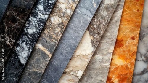 Obraz na płótnie Collection of Exquisite Marble Slabs Diverse Textures and Colors for Interior Design w salonie