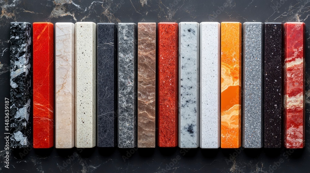 Collection of Diverse Granite and Marble Samples for Interior Design