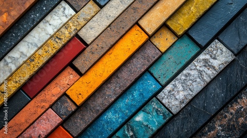 Colorful Stone Brick Pattern Background Texture