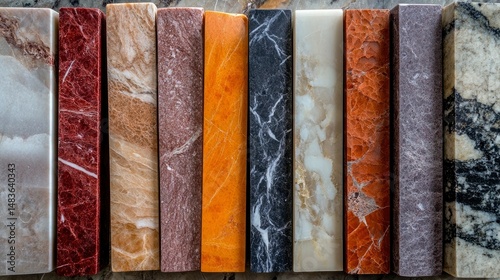 Obraz na płótnie Collection of Colorful Marble and Stone Samples for Interior Design and Construction w salonie