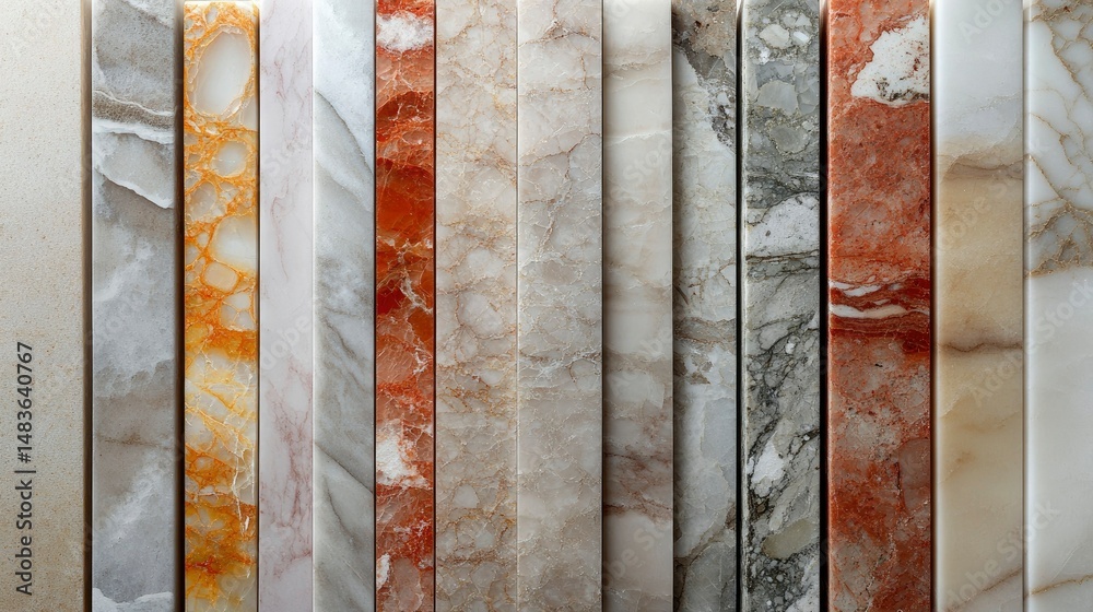 Diverse Collection of Marble Slabs Textures and Colors for Interior Design