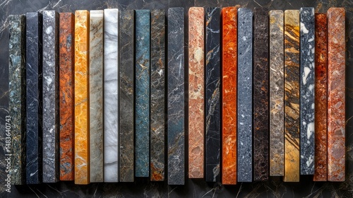 Obraz na płótnie Collection of Various Marble and Stone Samples for Interior Design w salonie