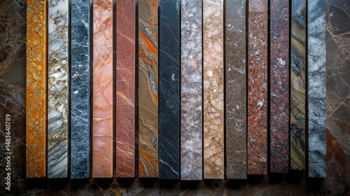 Obraz na płótnie Diverse Collection of Polished Marble Slabs, Showing a Variety of Colors and Textures w salonie