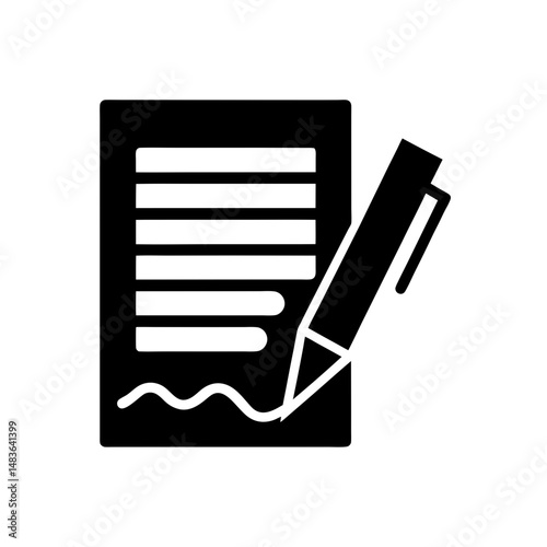 digital contract signature icon on white 