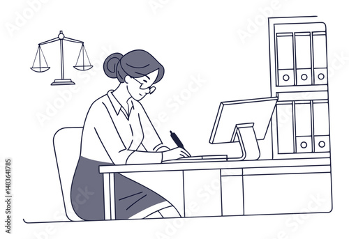 woman working on computer