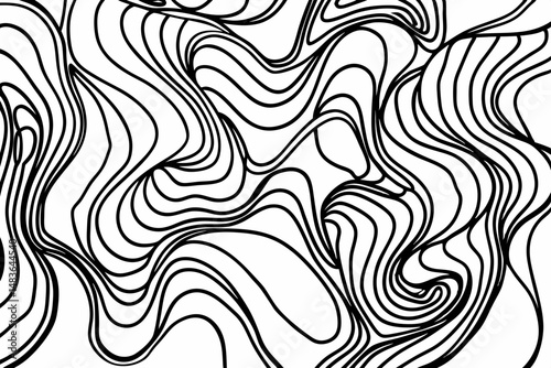Abstract wavy lines in black and white with transparency for versatile design projects