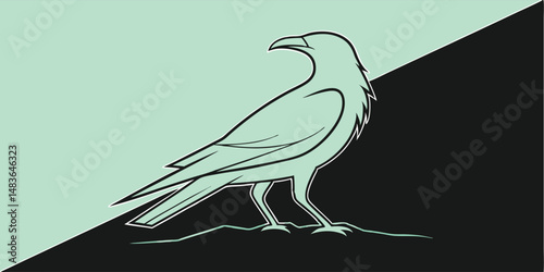 Elegant raven silhouette illustration with a minimalist design in scalable vector eps 10 graphic format