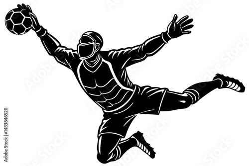 Soccer goalie silhouette action ready black design with transparency on white, soccer, goalie, goalkeeper, silhouette, action, save, sport, football, athletic, player, competition, defense, athlete