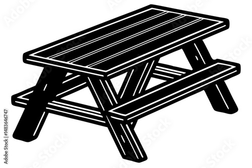 Picnic table black silhouette with transparency on a white background, picnic table, silhouette, vector, black, white, wood, table, bench, furniture, outdoor, leisure, summer, park, backyard, dining