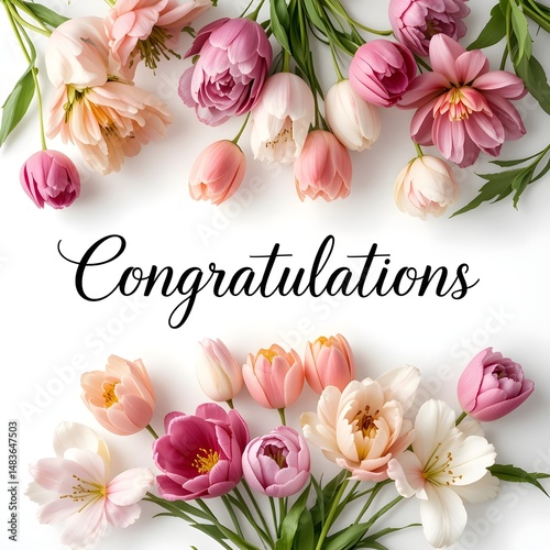 Wishes card lettering with bouquet of roses