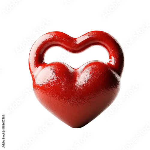 heart shaped red kettlebell fitness equipment isolated
