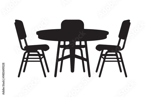 Dining Table and Chairs Silhouette Furniture Vector Illustration for Home Design