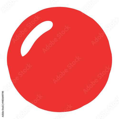 Full stop, period, dot shaped balloon, rounded glossy design, isolated vector on transparent background. Hand drawn illustration. Holiday, party, celebration, anniversary, birthday card element