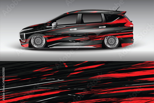 Sleek black and red car design showcasing motion