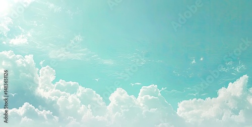 Fototapeta Naklejka Na Ścianę i Meble -  Pastel sky with fluffy clouds