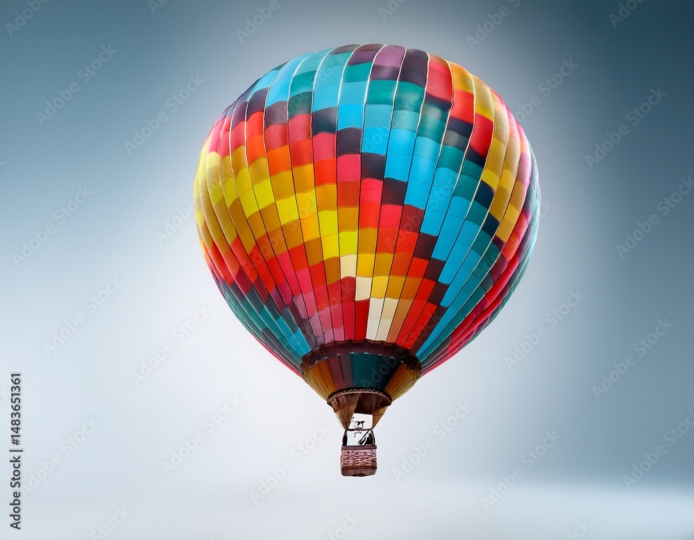 Fototapeta premium colorful hot air balloon with abstract shapes artistic design vibrant colors isolated on light background