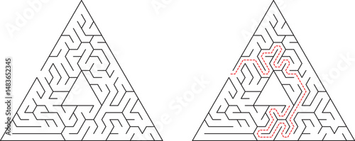 Triangle Maze Puzzle Solution, Paths, Geometry, Lines, Brain Teaser, Logic, Game, Challenge, Difficu