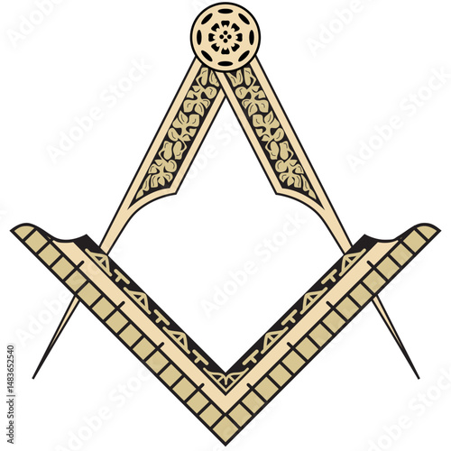Freemason Square and Compass Only - Entered Apprentice - Gold
