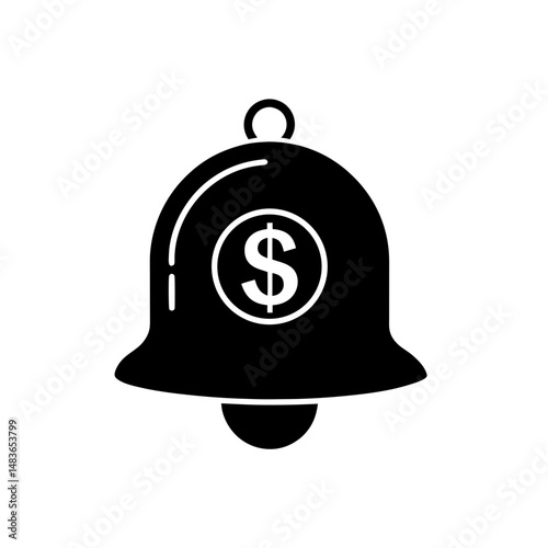 financial notification bell with dollar sign icon 