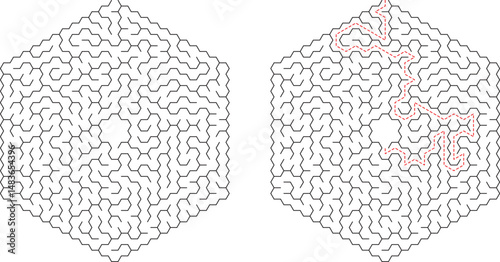 Hexagonal Maze Puzzle Solution, Path, Challenge, Logic, Brain Teaser, Labyrinth, Game, Complexity, S