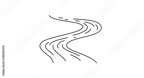 Abstract winding river line art design