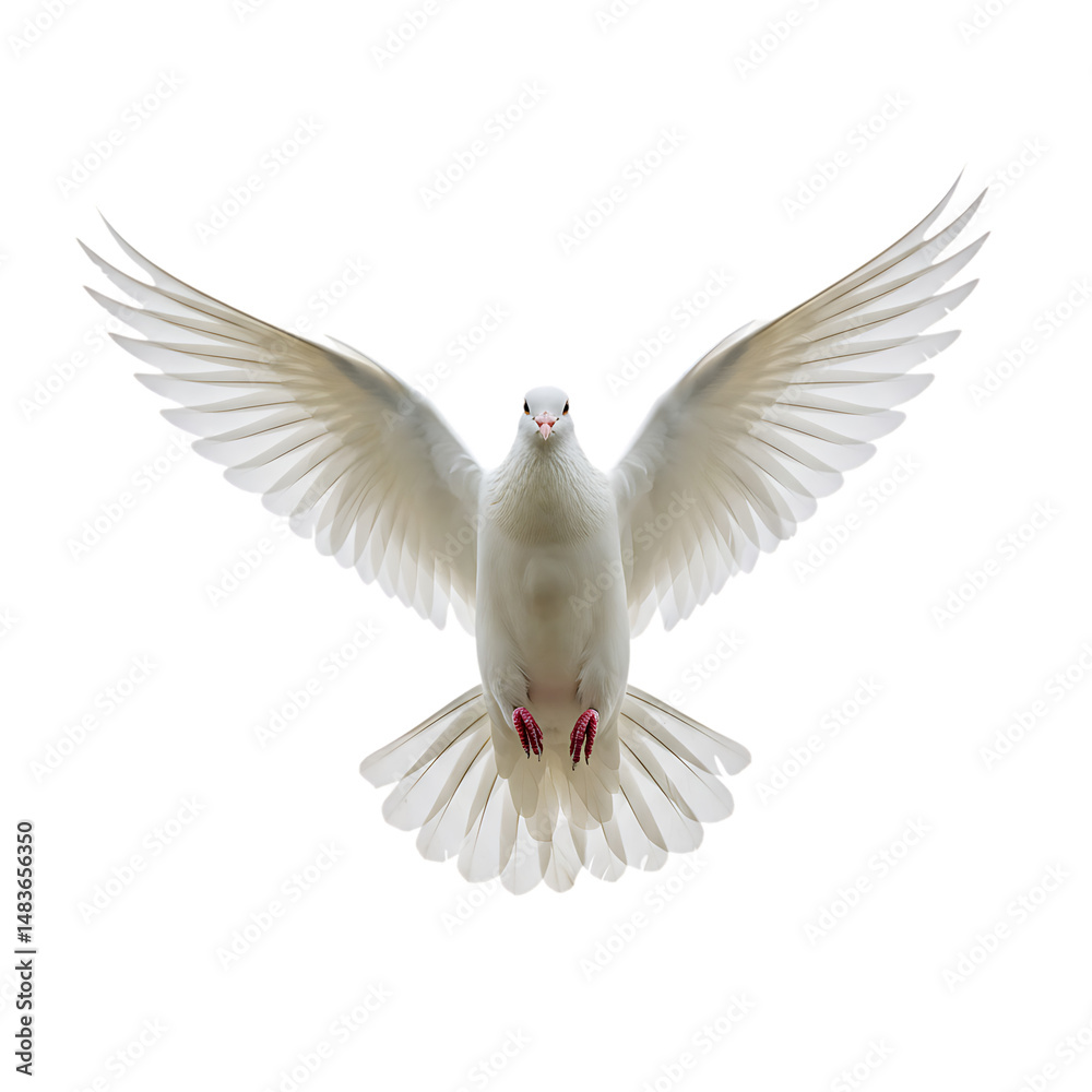 Obraz premium Peace Dove in Flight Front View On Transparent Background