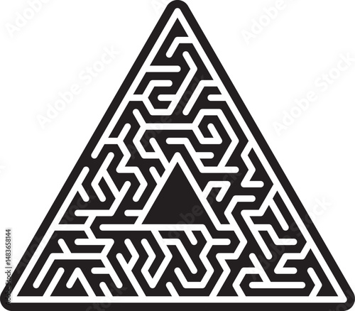 Triangular Maze Puzzle Abstract Geometric Labyrinth Design