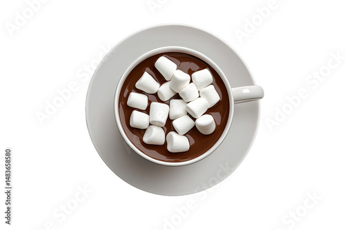 Isolated Mug of Hot Chocolate with Marshmallows Top View