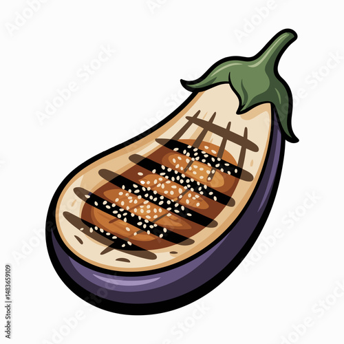 Grilled Miso Eggplant with Sesame and Herbs