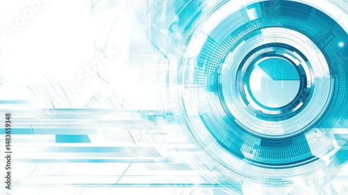 A futuristic blue vortex or portal with concentric rings and flowing lines of digital data or code, illuminated by bright white and teal highlights