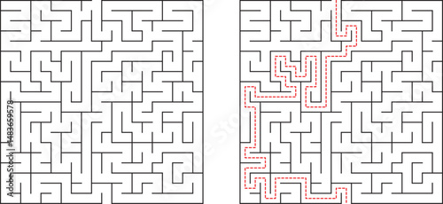 Complex Maze Puzzle Solution Path, Labyrinth, Challenge, Game, Logic, Brain Teaser, Strategy, Skill,