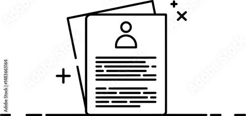 Minimalist line art illustration of a resume or curriculum vitae document layout