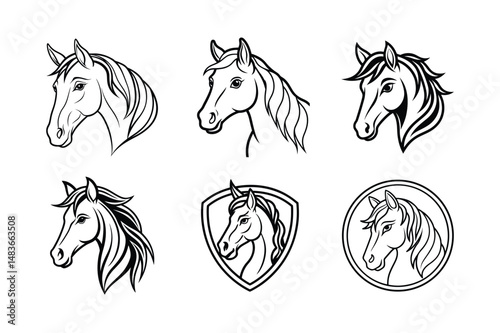 Horse head line art vector bundle  illustration photo