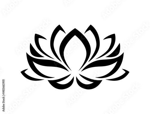 Vector silhouette of lotus flower. Symbol of spiritual purity.